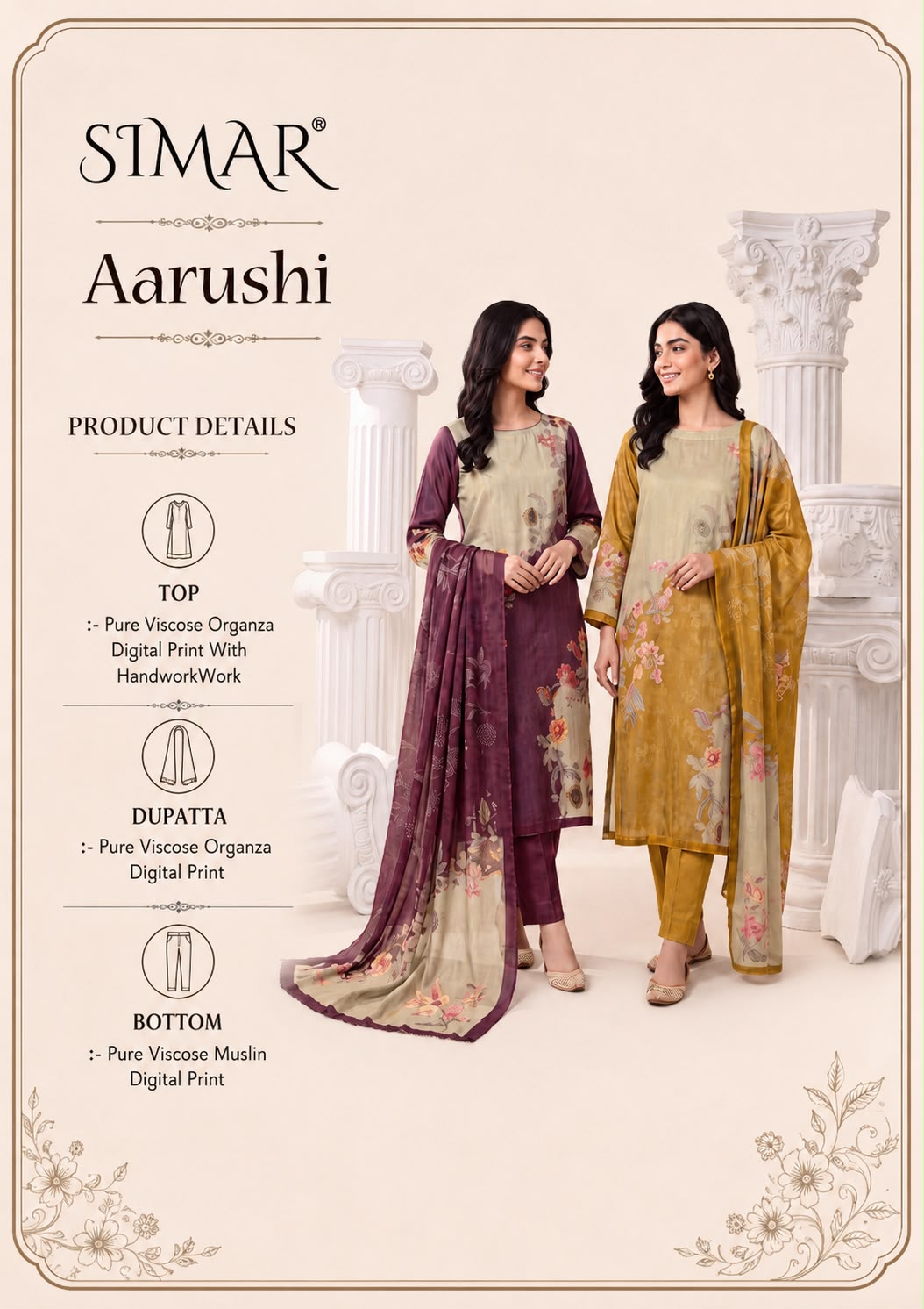 Aarushi Simar Viscose Organza Pant Style Suits Exporter