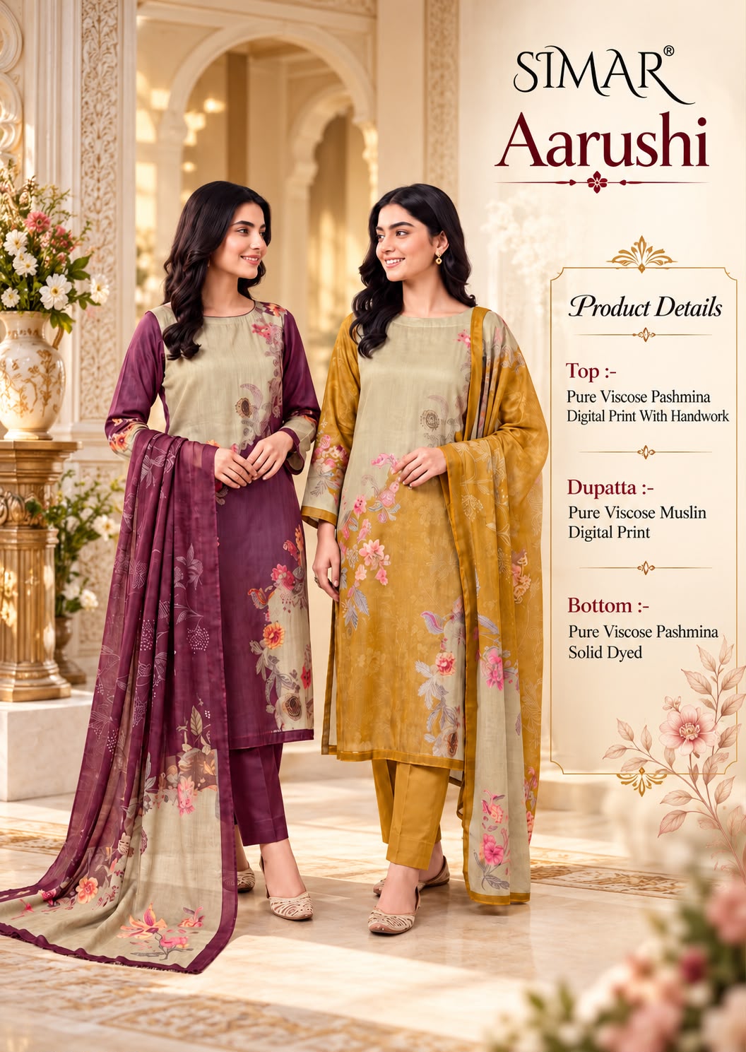 Aarushi Simar Viscose Pashmina Suits Wholesaler India