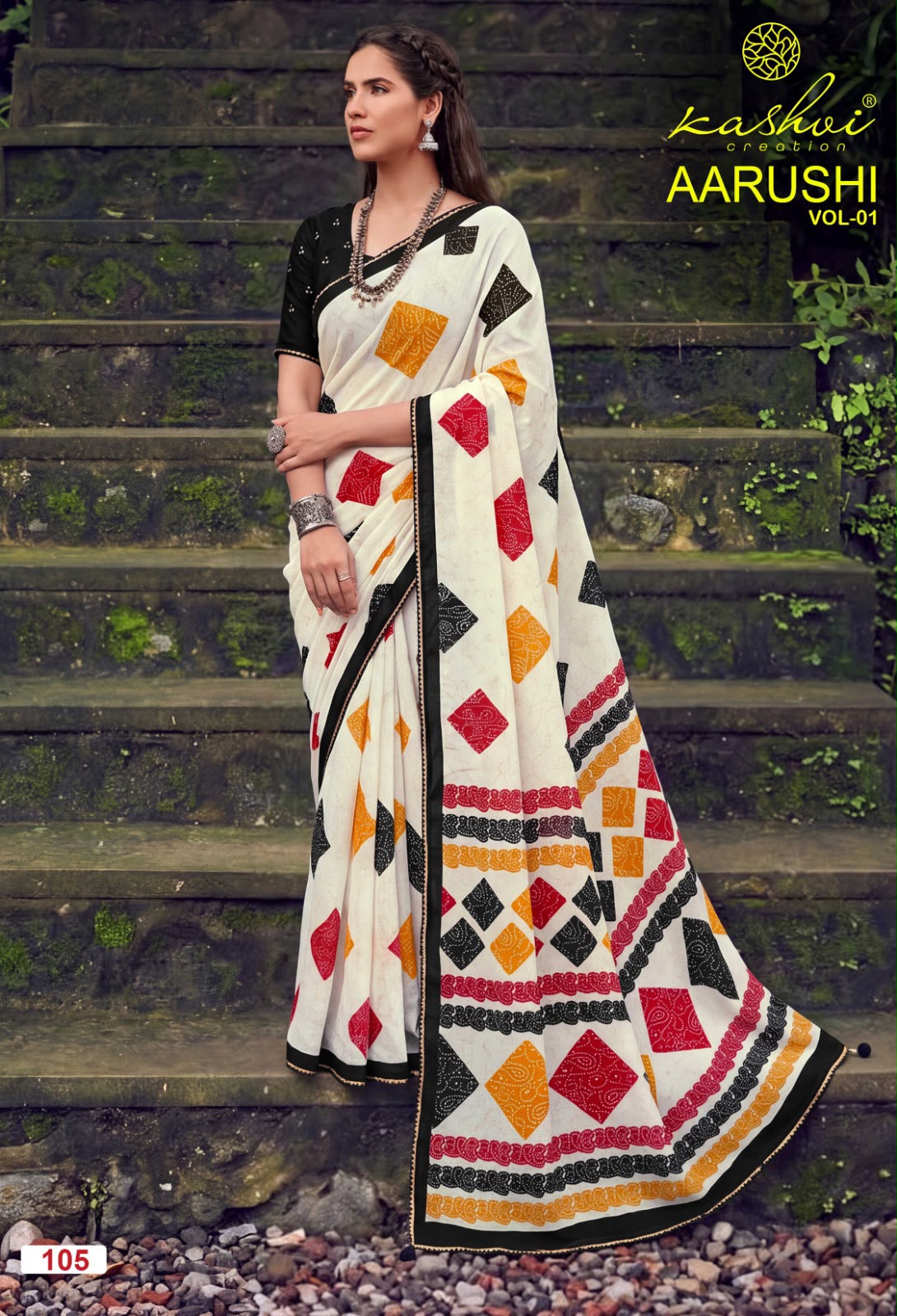 Aarushi Vol 1 Kashvi Creation Weightless Sarees Wholesaler Ahmedabad