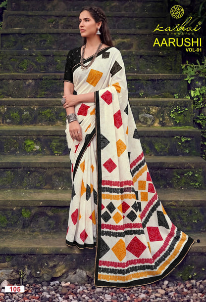 Aarushi Vol 1 Kashvi Creation Weightless Sarees Wholesaler Ahmedabad