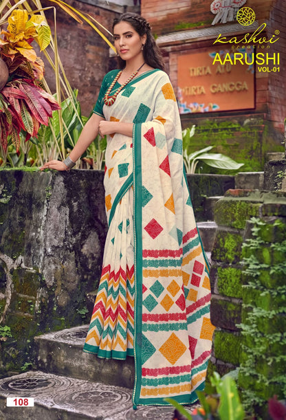 Aarushi Vol 1 Kashvi Creation Weightless Sarees Wholesaler Ahmedabad