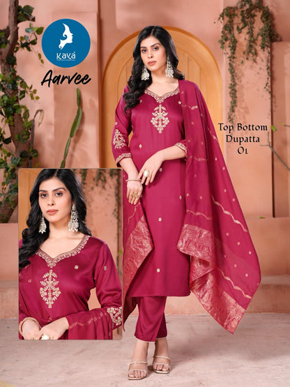 Aarvee Kaya Gaji Silk Readymade Suits Wholesale Price