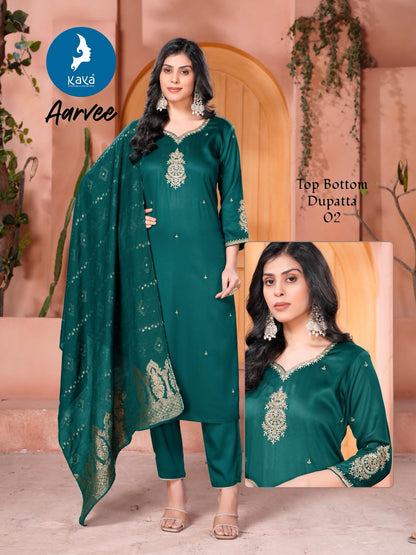 Aarvee Kaya Gaji Silk Readymade Suits Wholesale Price