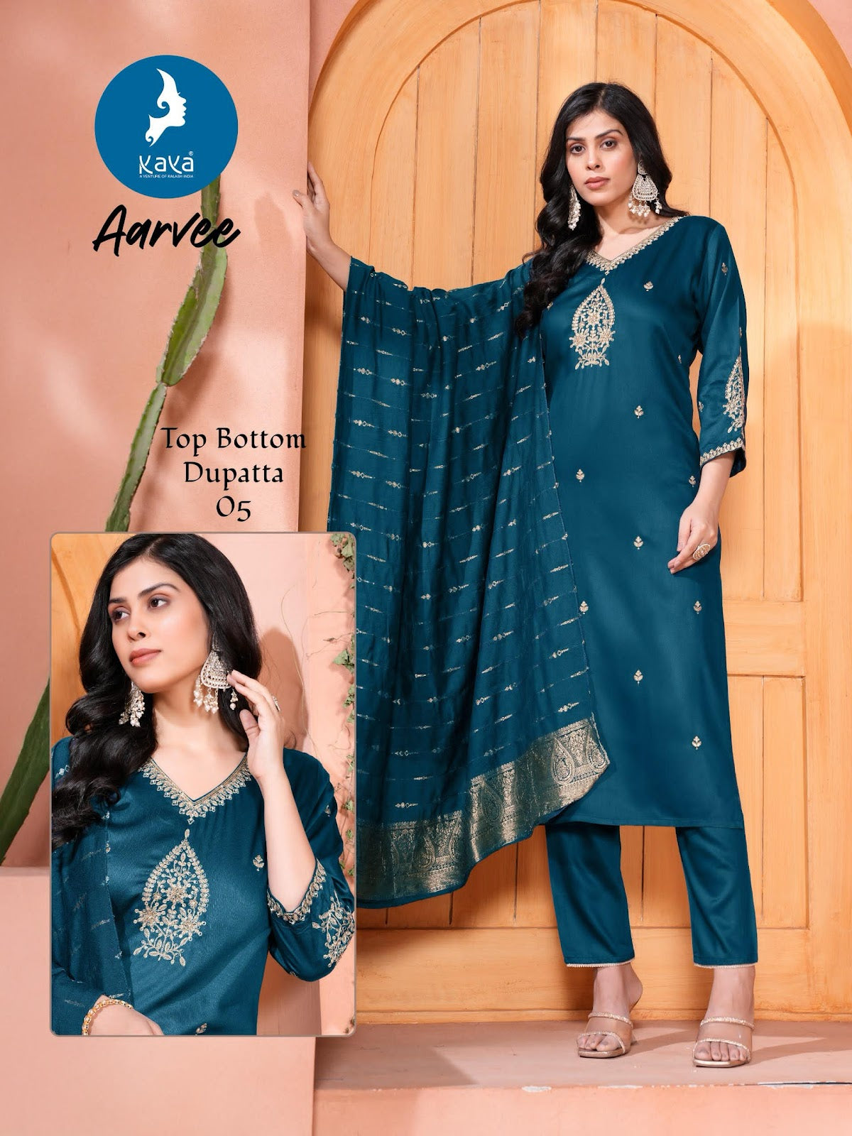 Aarvee Kaya Gaji Silk Readymade Suits Wholesale Price