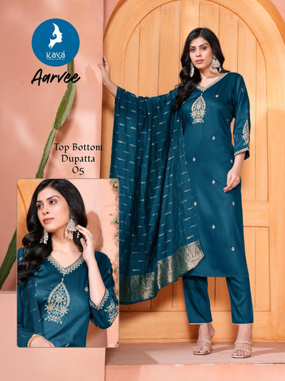 Aarvee Kaya Gaji Silk Readymade Suits Wholesale Price