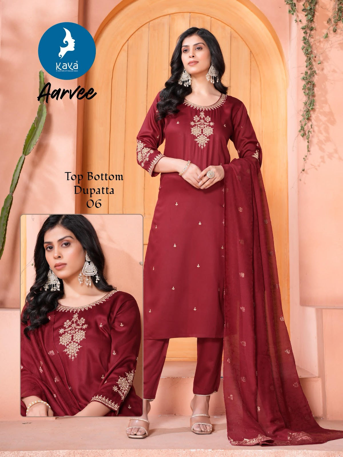 Aarvee Kaya Gaji Silk Readymade Suits Wholesale Price