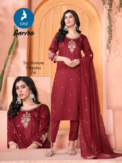 Aarvee Kaya Gaji Silk Readymade Suits Wholesale Price