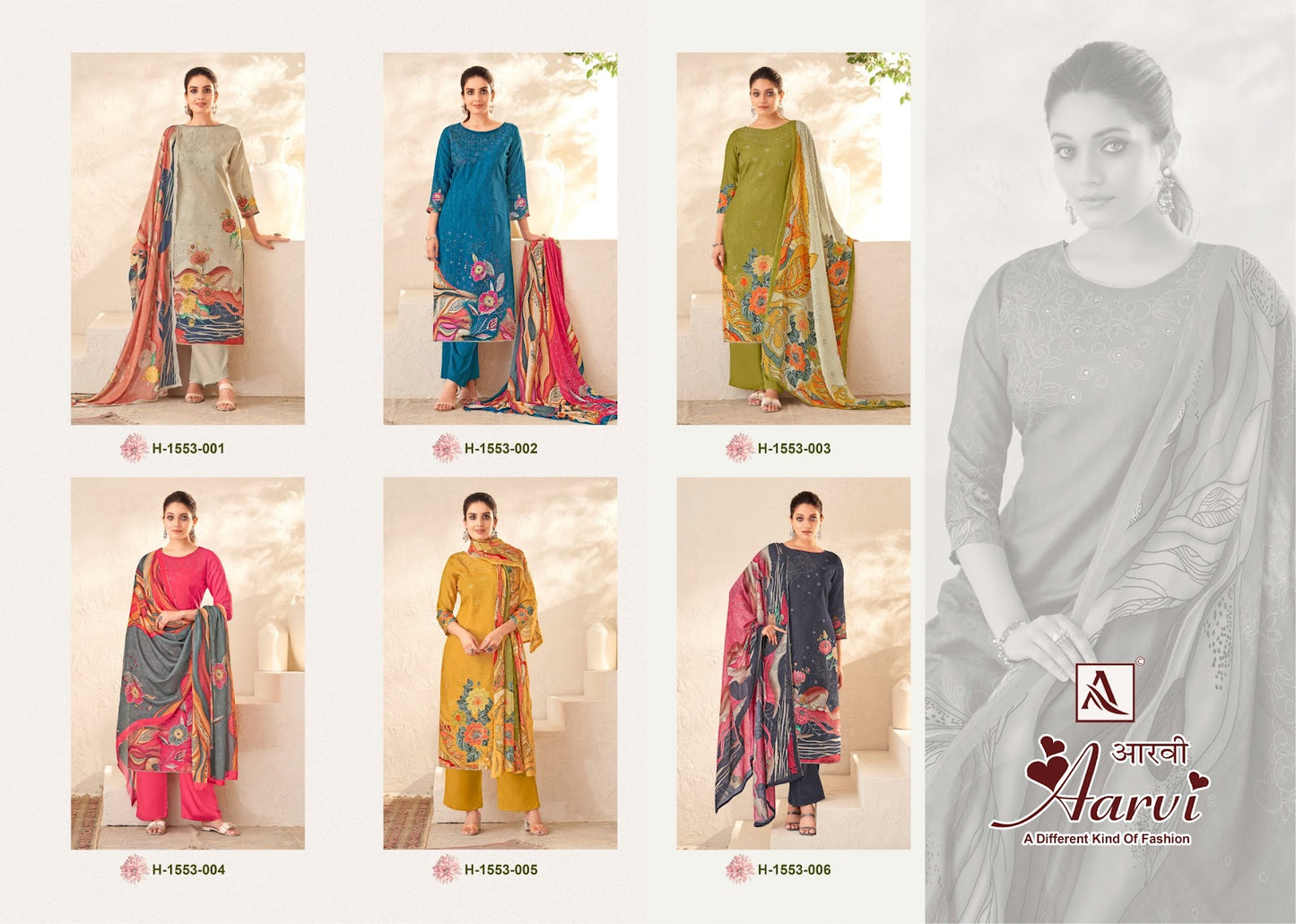 Aarvi Alok Viscose Muslin Pant Style Suits Wholesale