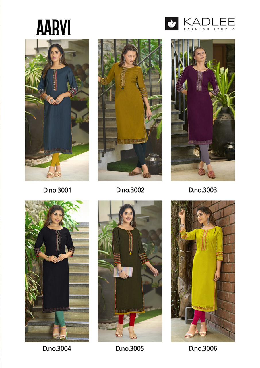 Aarvi Kadlee Viscose Weaving Long Straight Kurti Wholesale Rate