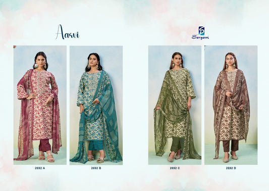 Aarvi Sargam Prints Pure Lawn Pant Style Suits Wholesale Rate