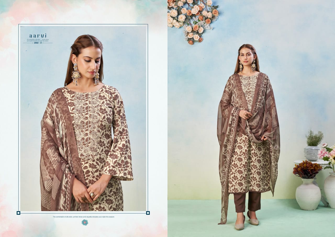 Aarvi Sargam Prints Pure Lawn Pant Style Suits Wholesale Rate