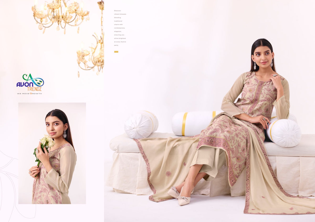 Aarvi Silk Avon Trendz Tissue Silk Pant Style Suits Supplier India