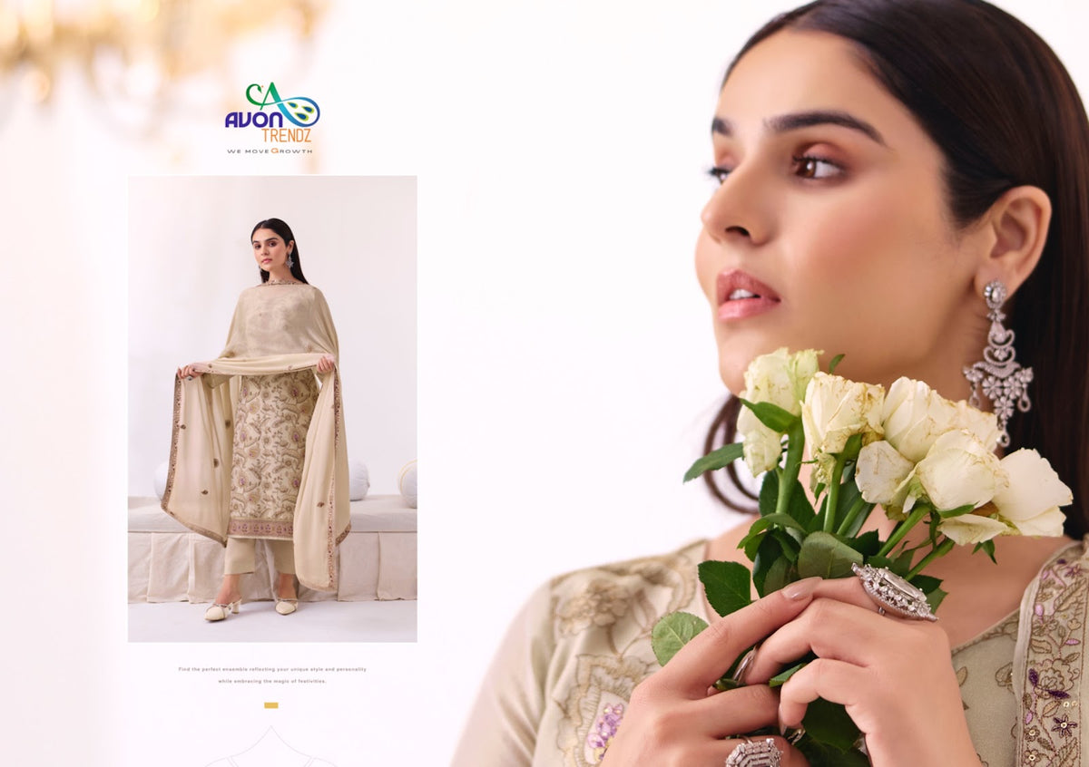 Aarvi Silk Avon Trendz Tissue Silk Pant Style Suits Supplier India