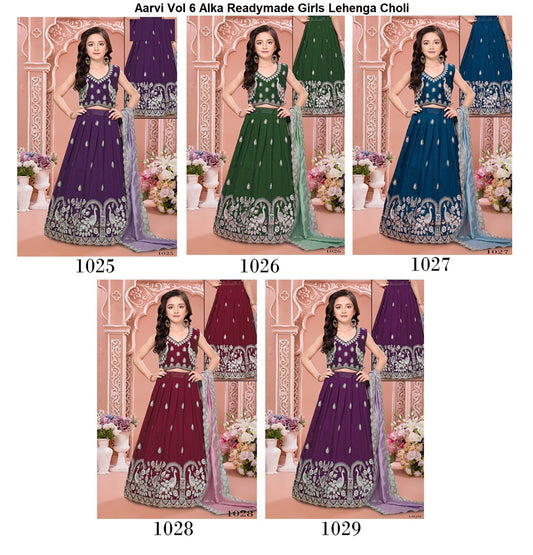 Aarvi Vol 6 Alka Vichitra Readymade Girls Lehenga Choli Manufacturer India