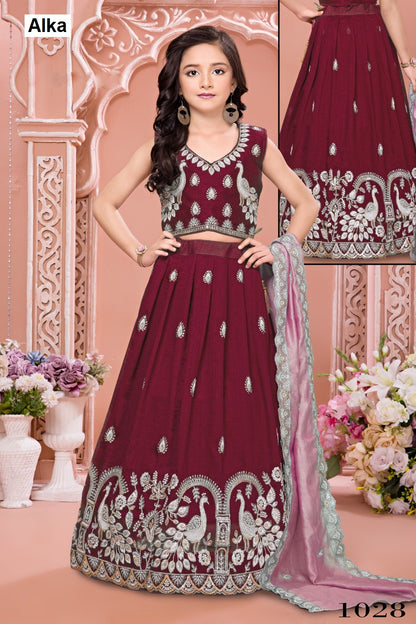 Aarvi Vol 6 Alka Vichitra Readymade Girls Lehenga Choli Manufacturer India
