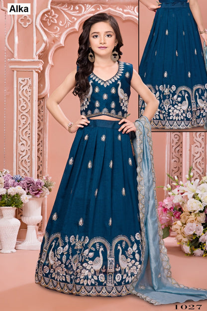 Aarvi Vol 6 Alka Vichitra Readymade Girls Lehenga Choli Manufacturer India