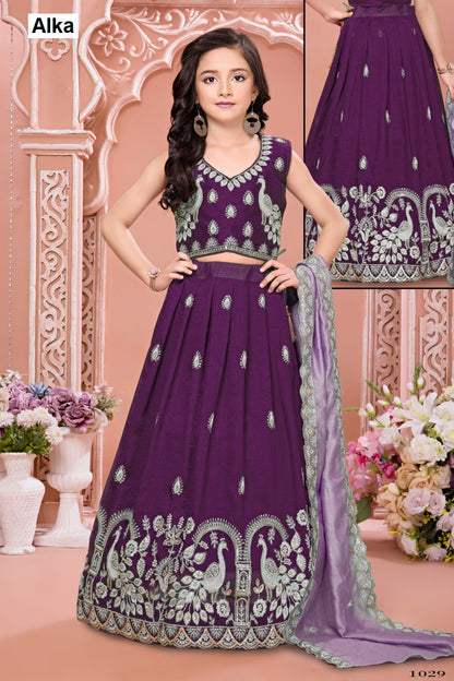 Aarvi Vol 6 Alka Vichitra Readymade Girls Lehenga Choli Manufacturer India