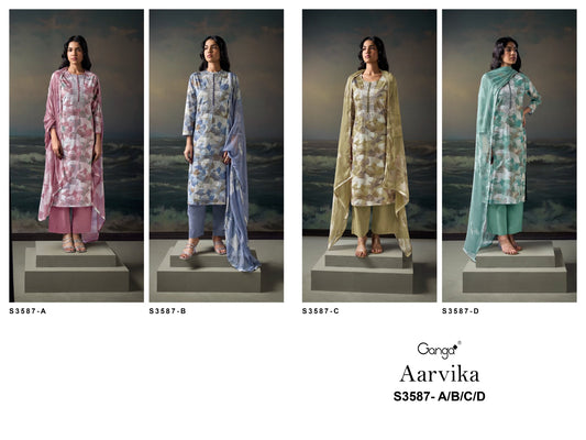 Aarvika 4587 Ganga Premium Cotton Pant Style Suits Wholesaler India