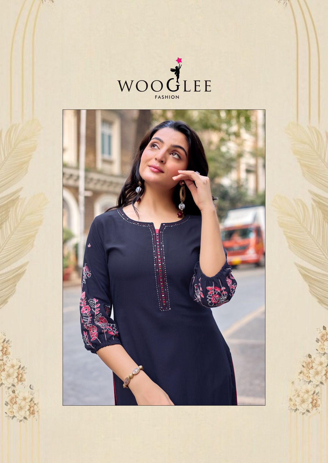 Aarvika Wooglee Rayon Long Straight Kurti Manufacturer India
