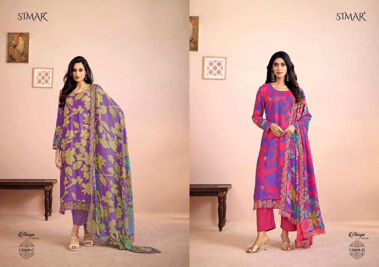 Aarya Vol 2 Simar Viscose Muslin Pant Style Suits Supplier India