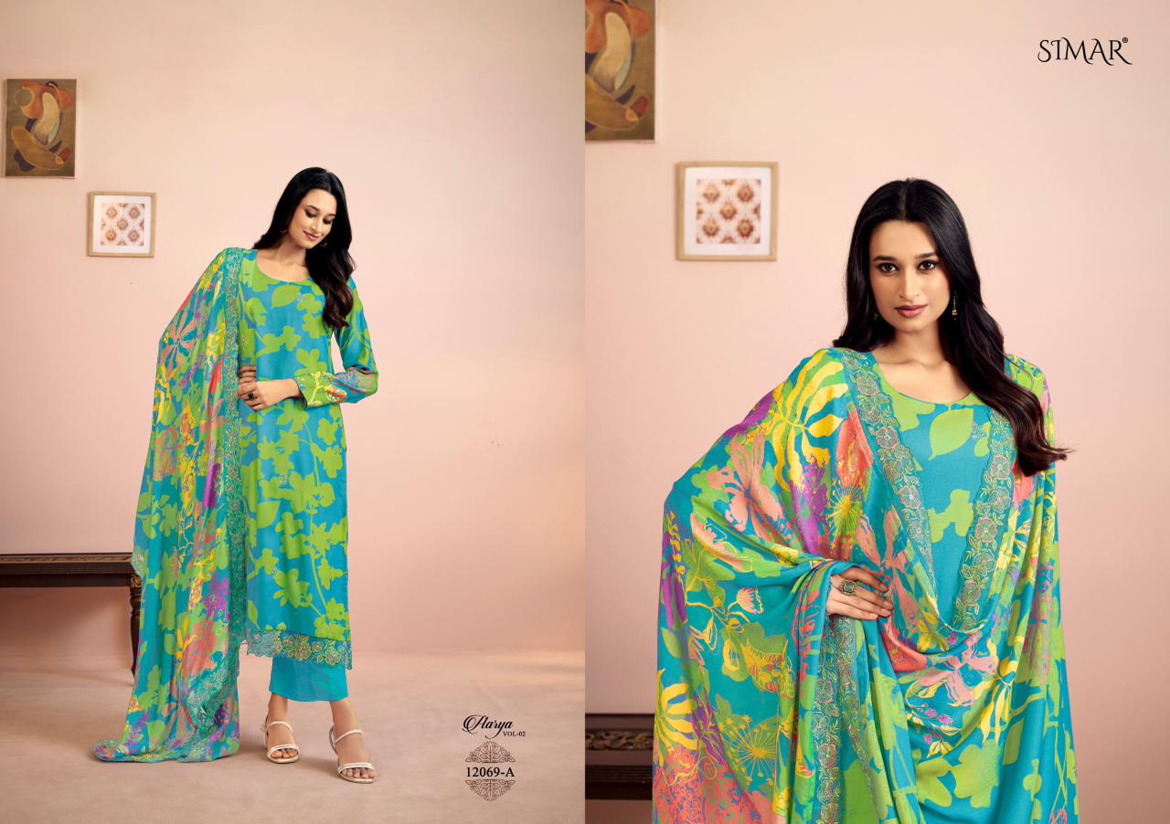 Aarya Vol 2 Simar Viscose Muslin Pant Style Suits Supplier India