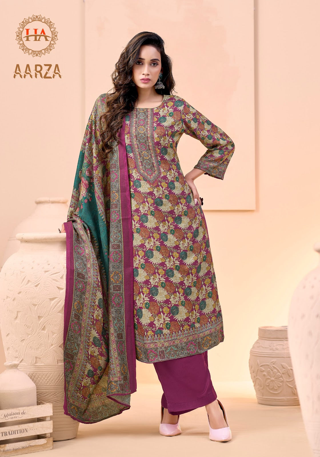 Aarza Harshit Fashion Premium Viscose Pashmina Suits Wholesale Price