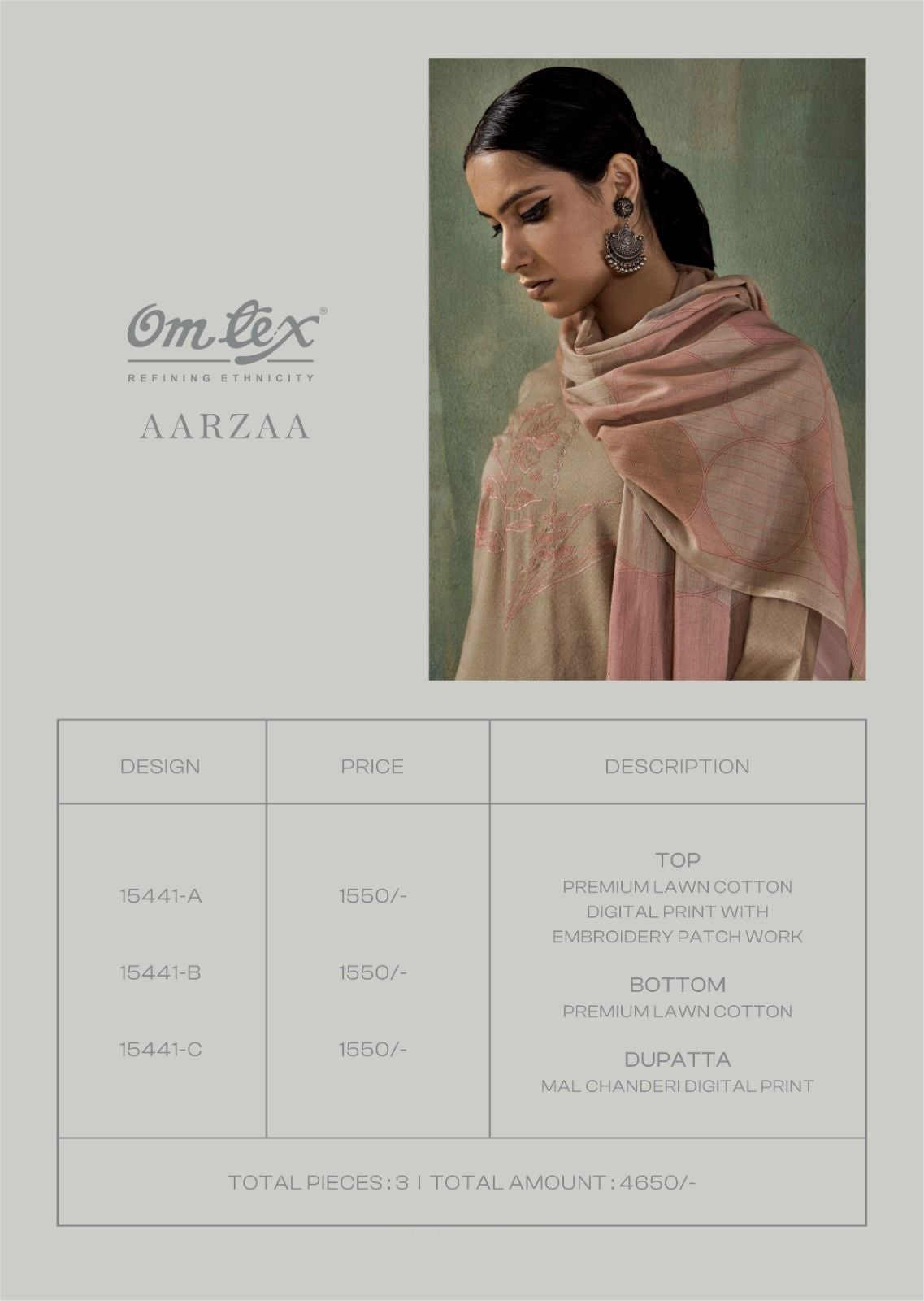Aarzaa Omtex Lawn Cotton Pakistani Salwar Suits Exporter Ahmedabad