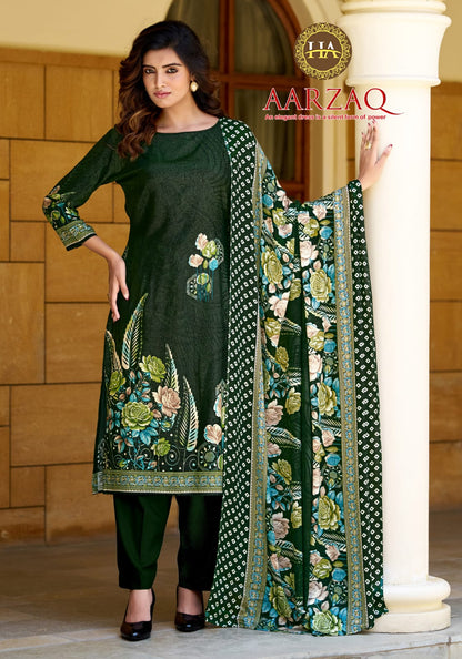 Aarzaq Harshit Fashion Viscose Reyon Karachi Salwar Suits Exporter India