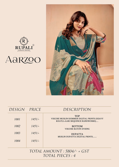 Aarzoo Rupali Viscose Muslin Pant Style Suits Exporter Ahmedabad