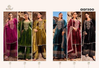 Aarzoo Rupali Viscose Velvet Suits Manufacturer