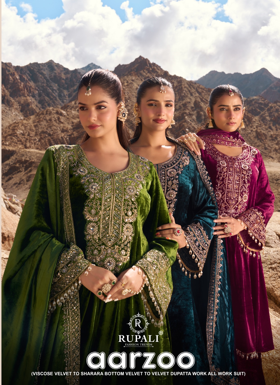 Aarzoo Rupali Viscose Velvet Suits Manufacturer