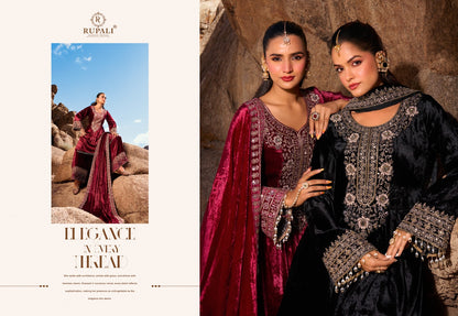 Aarzoo Rupali Viscose Velvet Suits Manufacturer