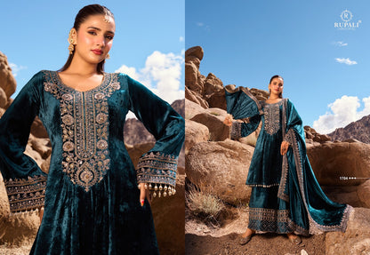 Aarzoo Rupali Viscose Velvet Suits Manufacturer