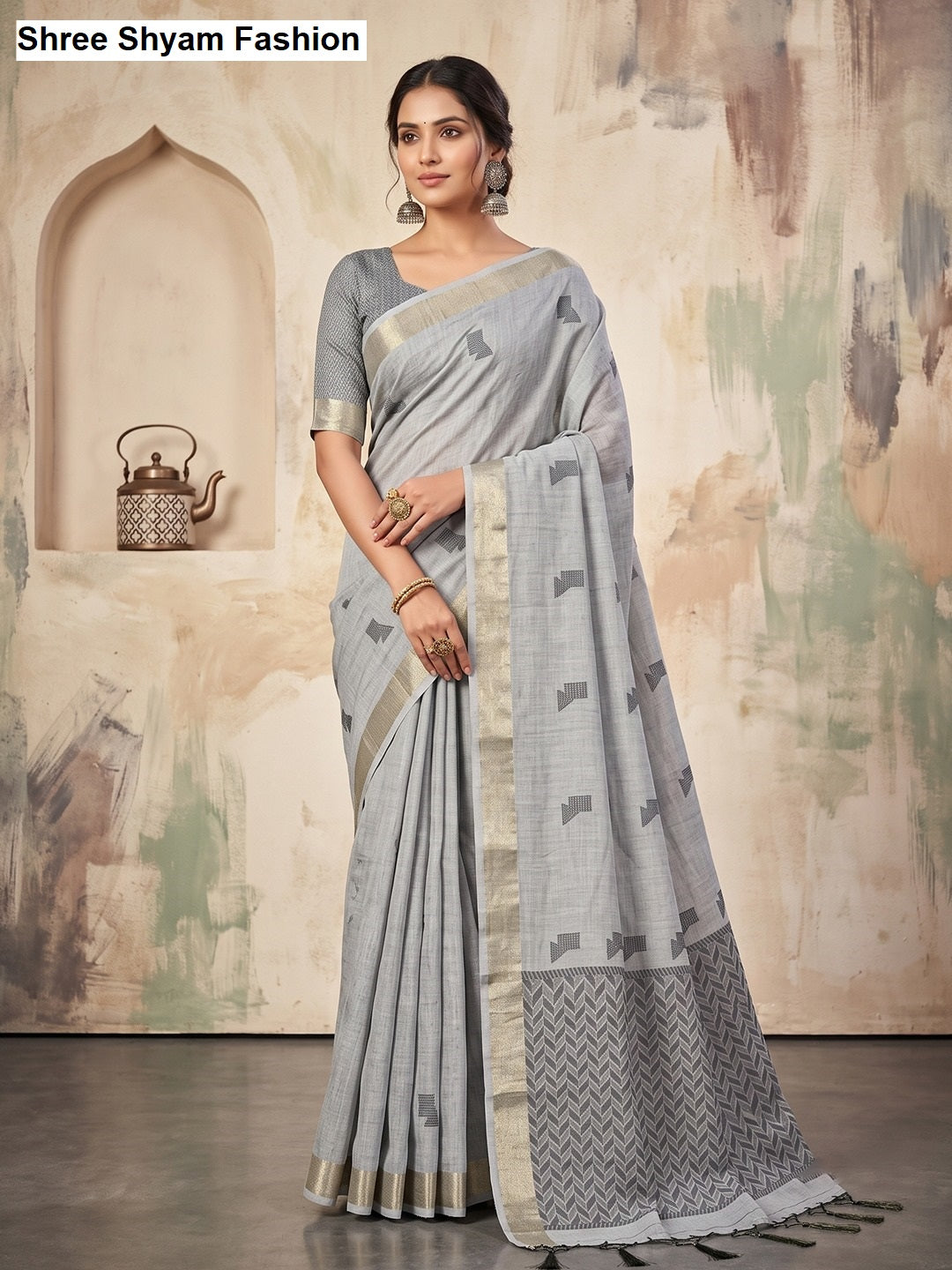Aarzoo Shree Shyam Fashion Tissue Linen Sarees Supplier