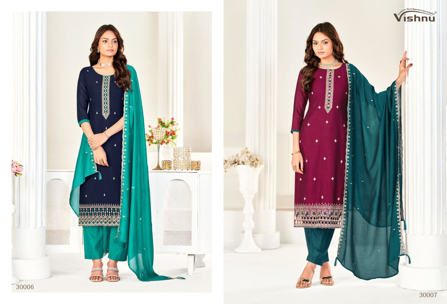 Aarzoo Vishnu Impex Vichitra Silk Pant Style Suits Supplier Gujarat