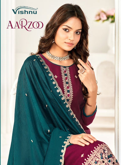 Aarzoo Vishnu Impex Vichitra Silk Pant Style Suits Supplier Gujarat