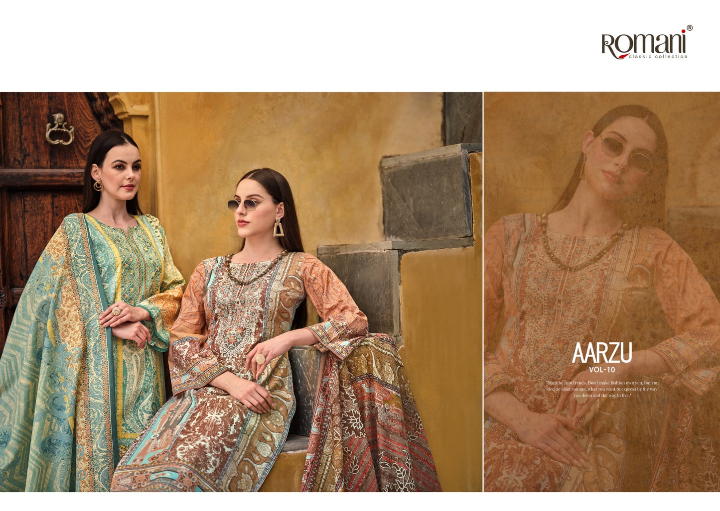 Aarzu Vol 10 Romani Cotton Karachi Salwar Suits Supplier India