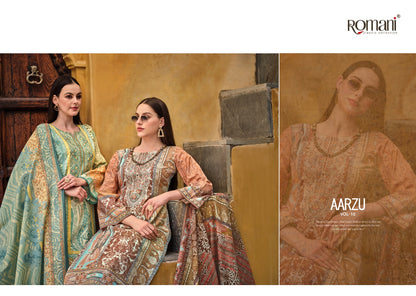 Aarzu Vol 10 Romani Cotton Karachi Salwar Suits Supplier India