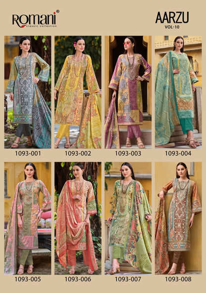 Aarzu Vol 10 Romani Cotton Karachi Salwar Suits Supplier India