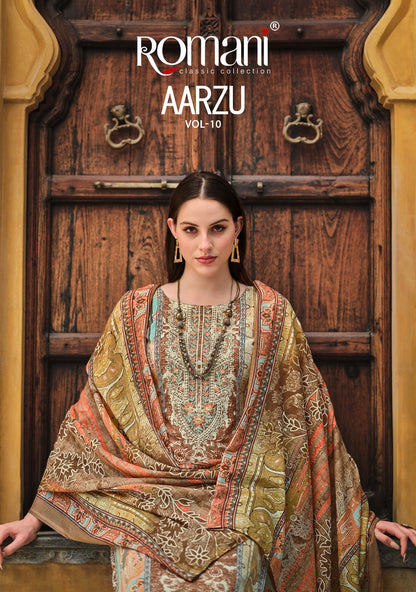 Aarzu Vol 10 Romani Cotton Karachi Salwar Suits Supplier India