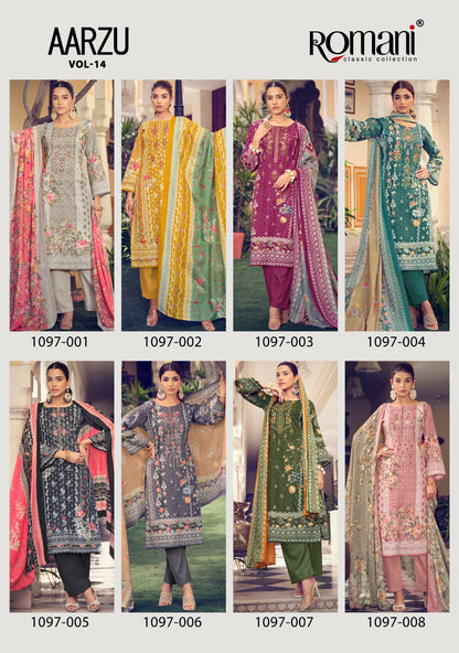 Aarzu Vol 14 Romani Cotton Karachi Salwar Suits Exporter India
