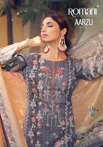 Aarzu Vol 14 Romani Cotton Karachi Salwar Suits Exporter India