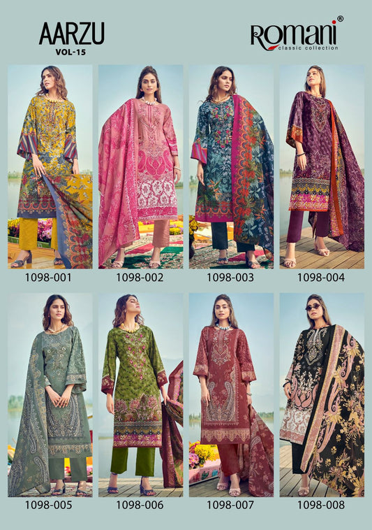 Aarzu Vol 15 Romani Cotton Karachi Salwar Suits Wholesaler India