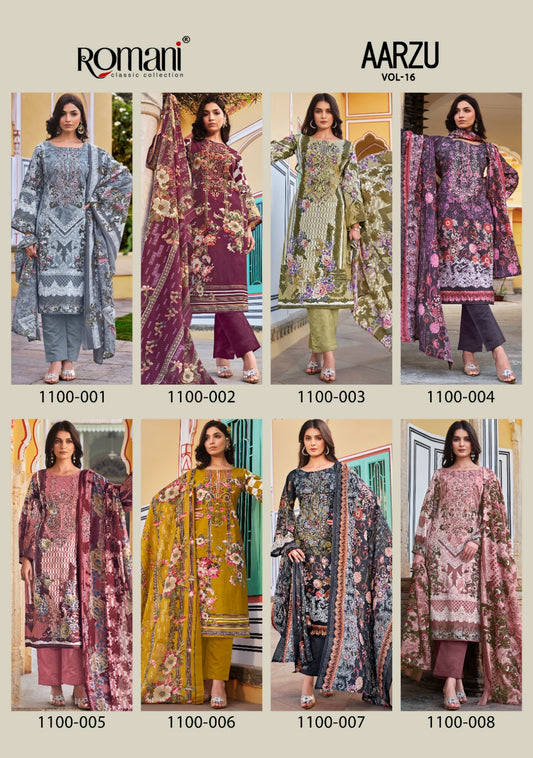 Aarzu Vol 16 Romani Premium Cotton Karachi Salwar Suits Manufacturer Ahmedabad