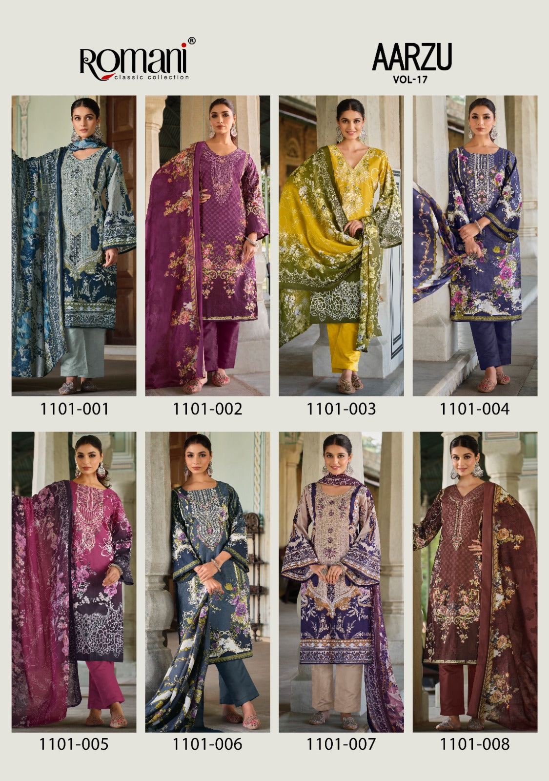 Aarzu Vol 17 Romani Cotton Karachi Salwar Suits Supplier Ahmedabad