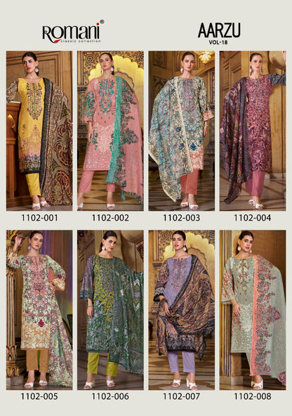 Aarzu Vol 18 Romani Cotton Karachi Readymade Suits Manufacturer