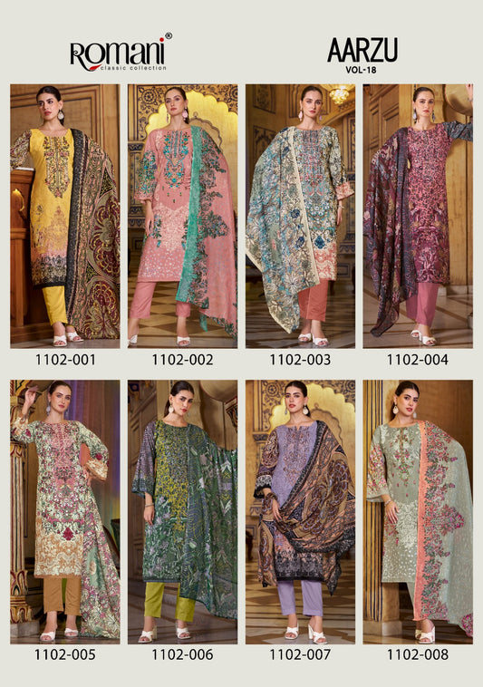 Aarzu Vol 18 Romani Soft Cotton Karachi Salwar Suits Manufacturer Gujarat