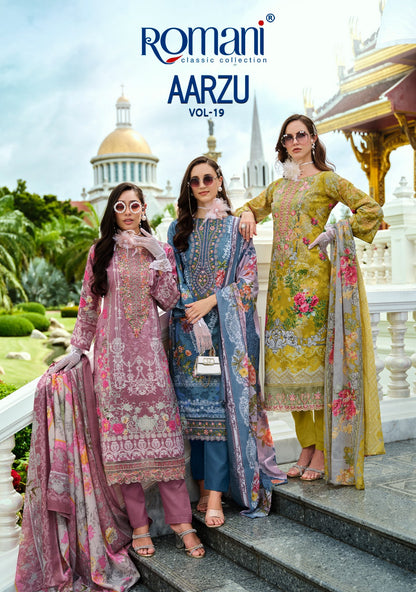 Aarzu Vol 19 Romani Cotton Karachi Salwar Suits Supplier