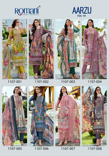 Aarzu Vol 19 Romani Cotton Karachi Salwar Suits Supplier