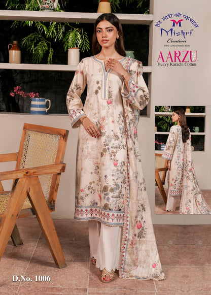 Aarzu Vol 1 Mishri Cotton Karachi Salwar Suits Manufacturer Ahmedabad